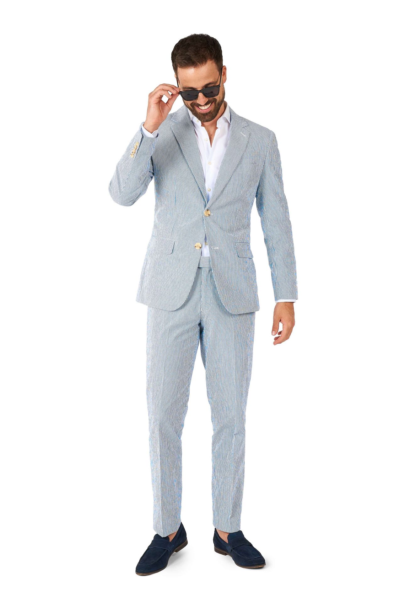 Opposuits Daily Heren Daily Seer Sucker Kostuum Blauw