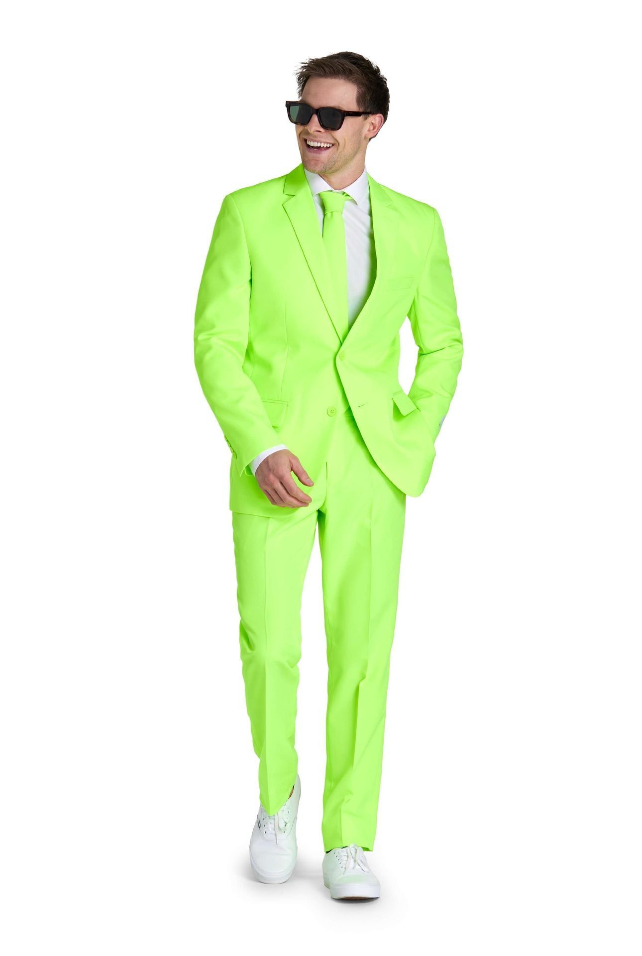 Opposuits Heren Neon Limoengroen Kostuum