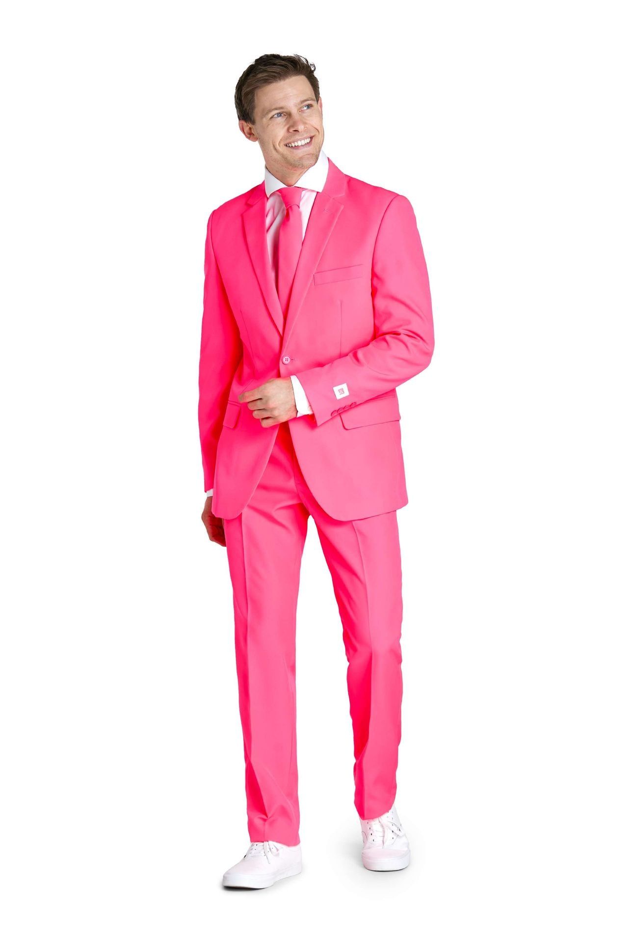 Opposuits Heren Neon Roze Kostuum