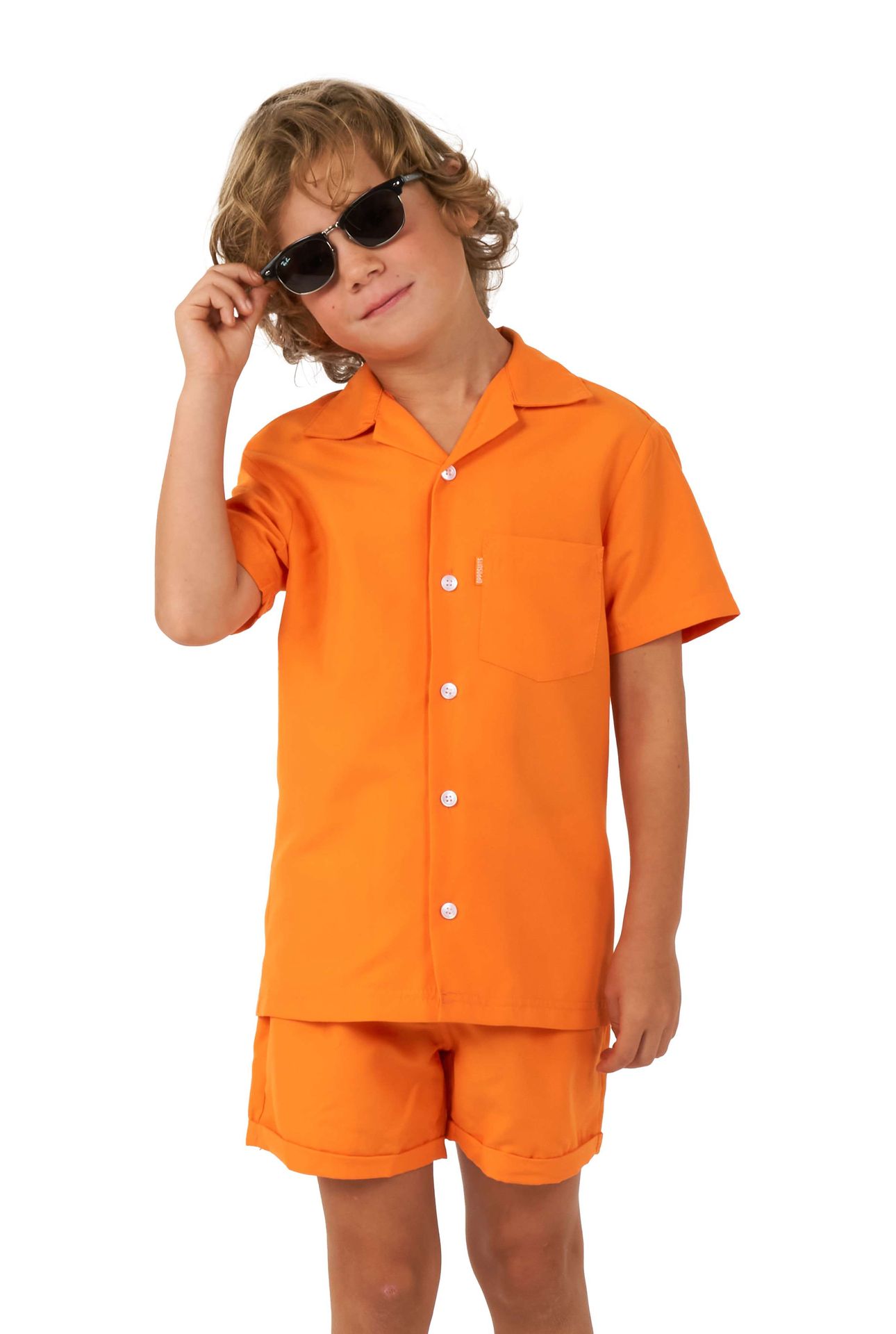 Opposuits Jongens Zomer Kostuum Effen Oranje