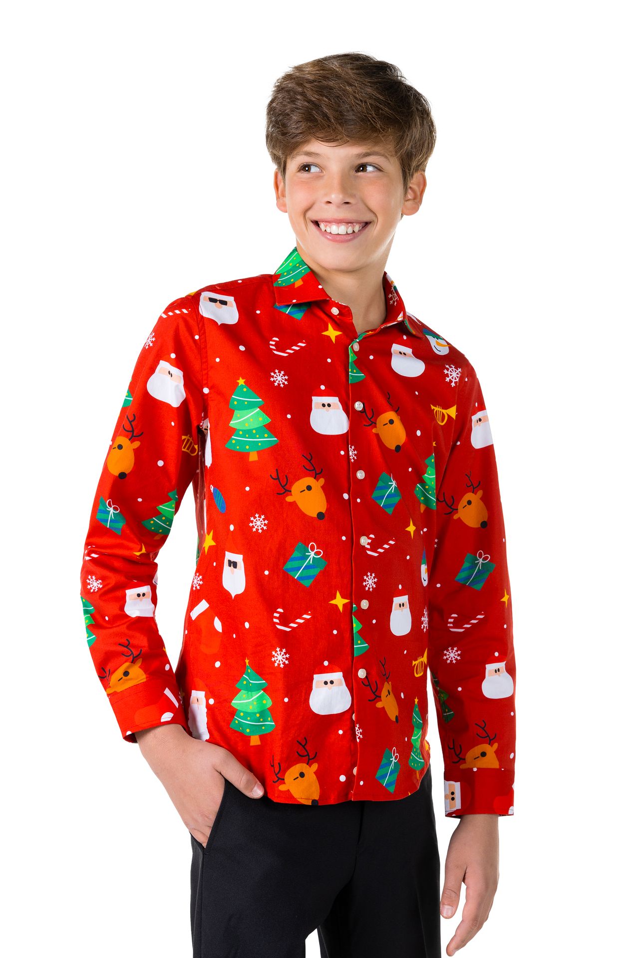 Opposuits Kerstmis Festivity Red Blouse Tiener Jongens