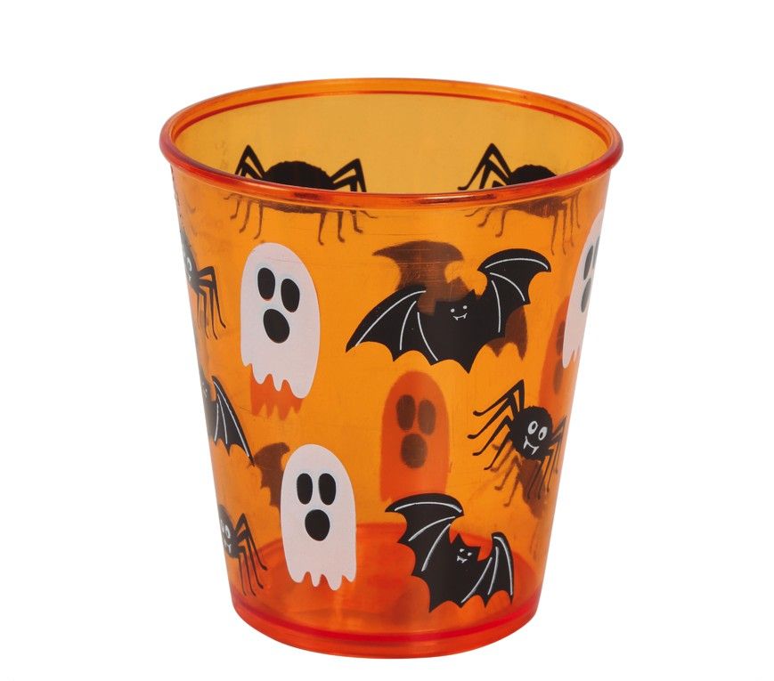 Oranje halloween party beker 10cm