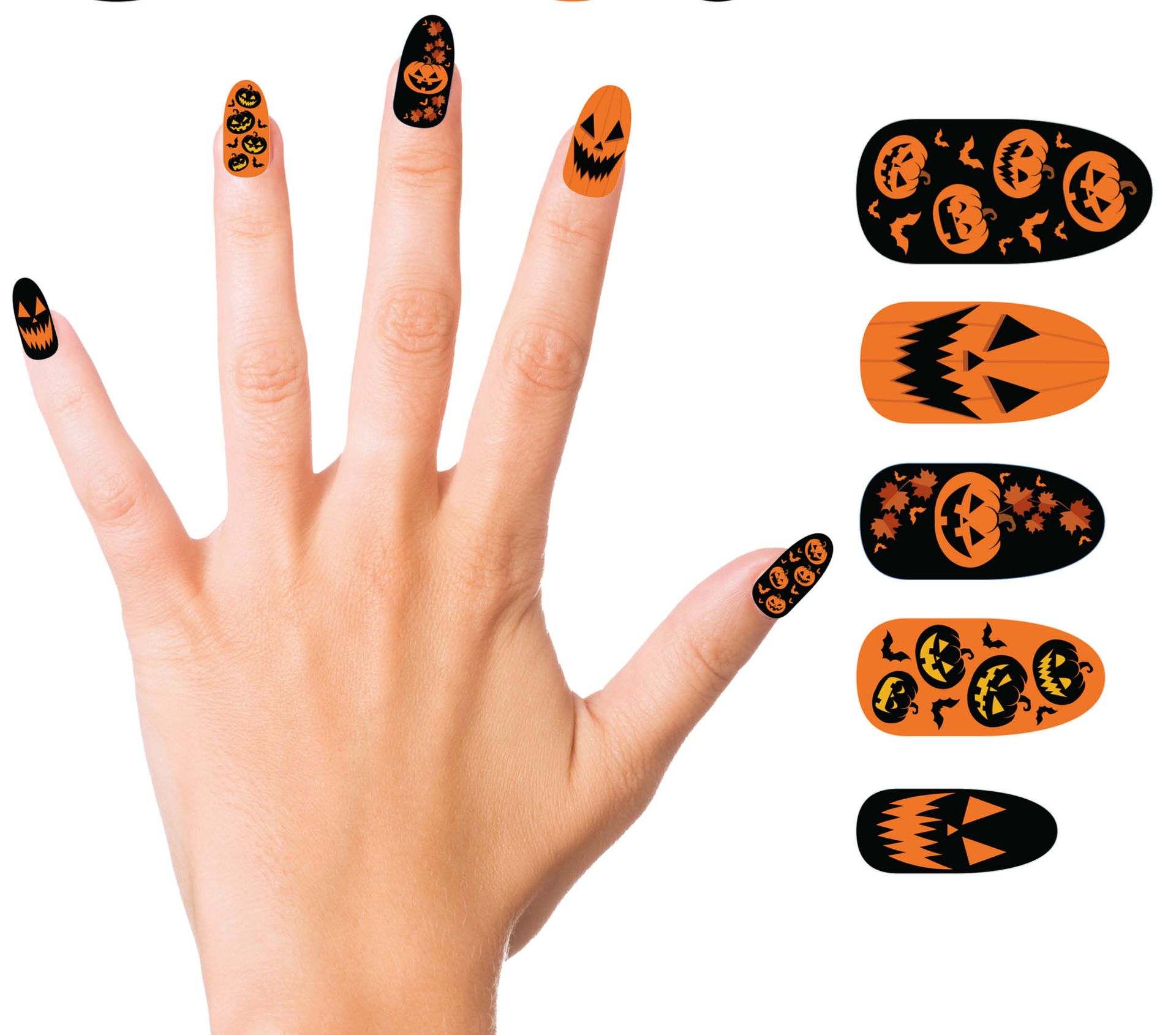 Oranje Halloween pompoen nagels