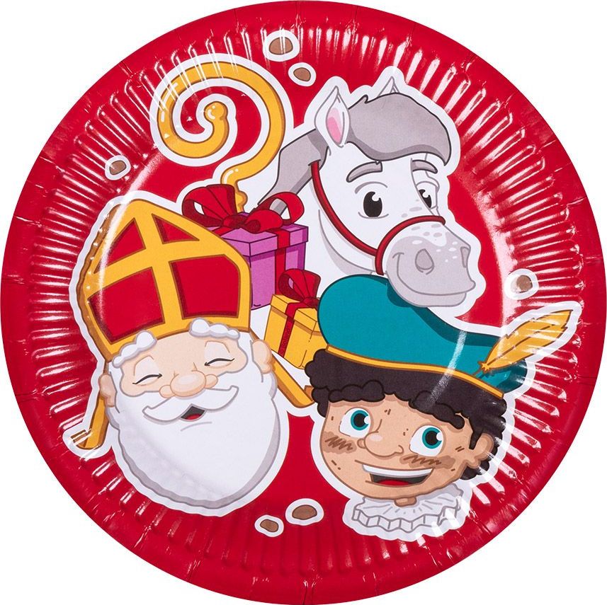 Papieren Sinterklaas Bordjes 10 Stuks klein 18 cm