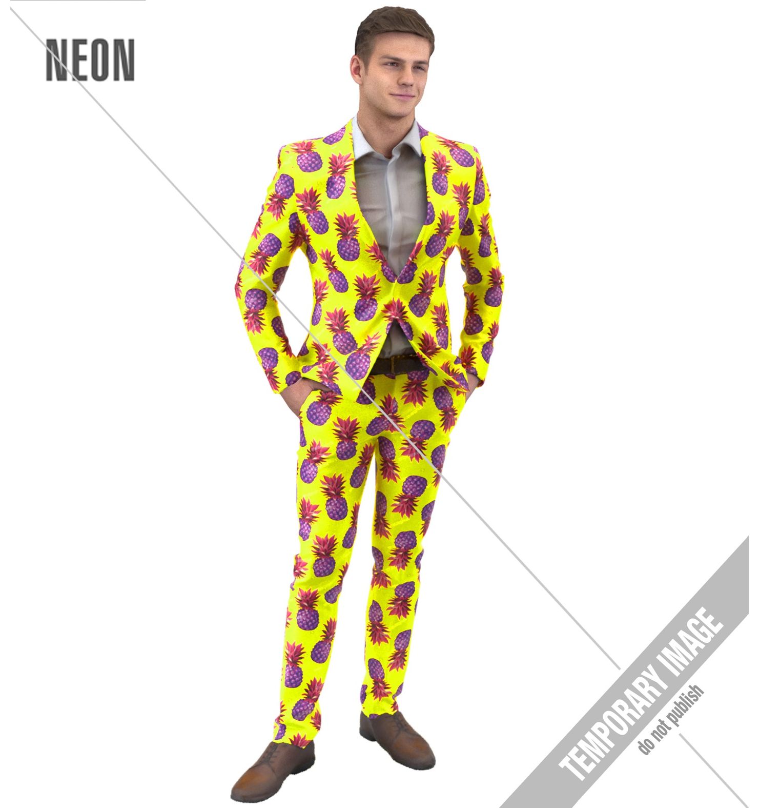 Pineapple neon kostuum heren