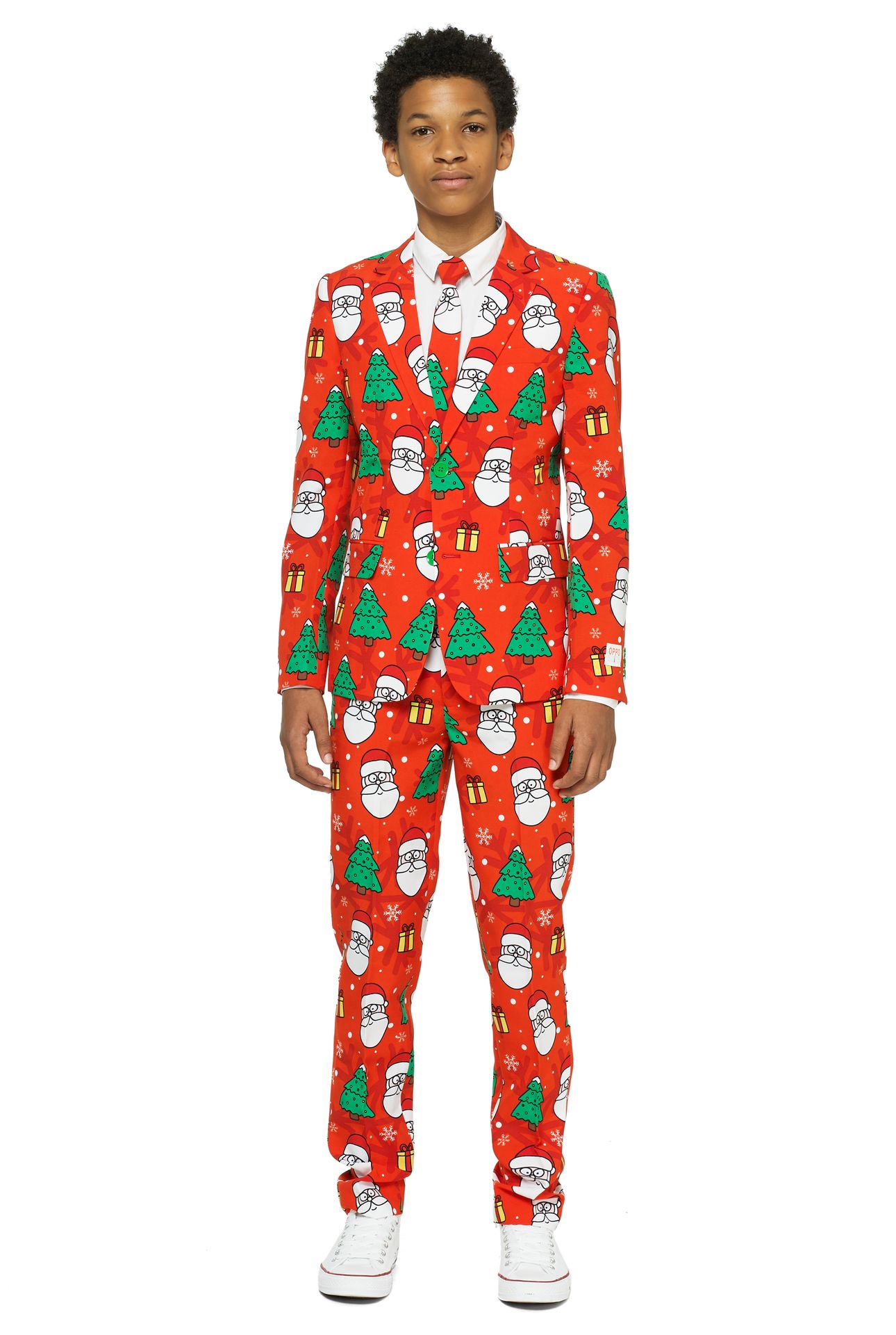 Rood kerstmis Opposuits kostuum tieners