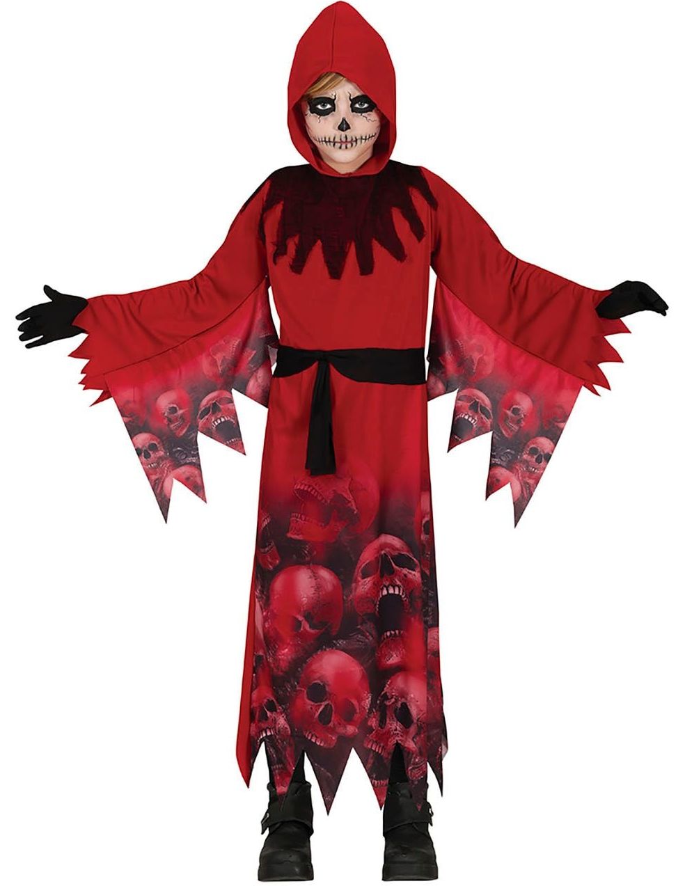 Rood schedel Halloween kostuum kinderen