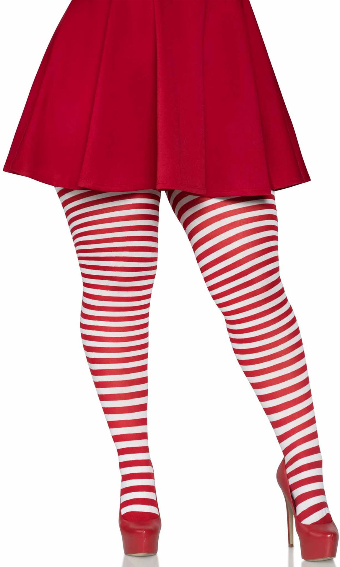 krijgen Touhou rand Rood wit gestreepte panty plus size | Carnavalskleding.nl