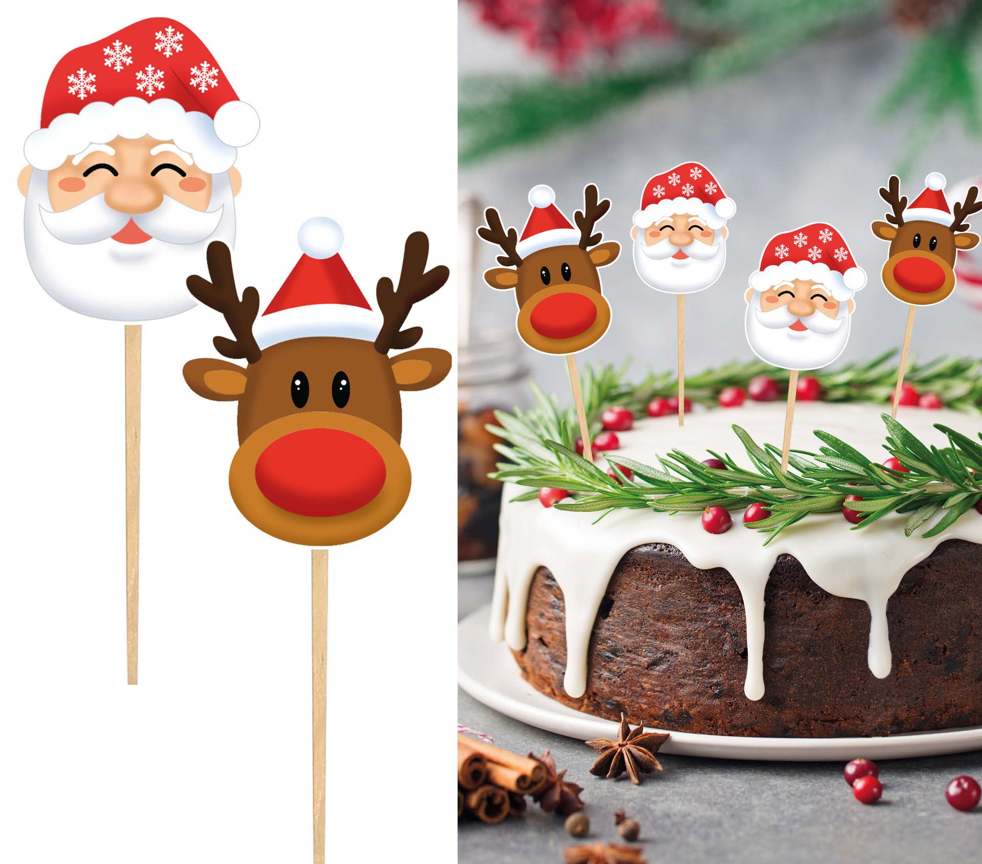 Santa kerst cupcake taart versiering 12 stuks