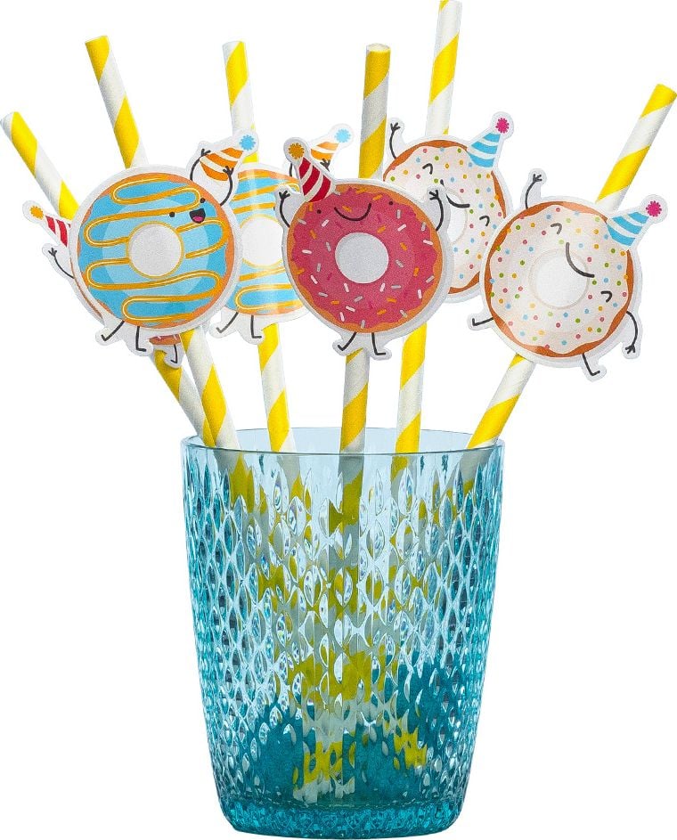 Set van 6 Papieren Rietjes Donut Design