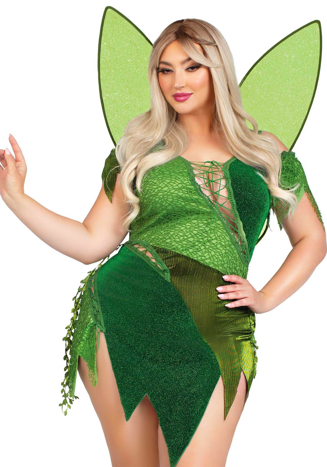 Sexy groene bosfee jurkje plus size