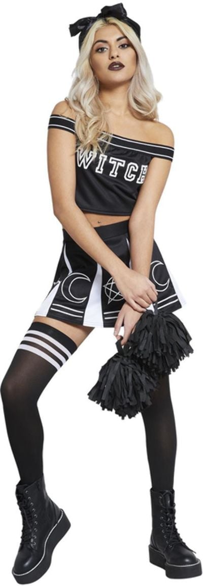 Sexy Witch Cheerleader Dames Kostuum Zwart