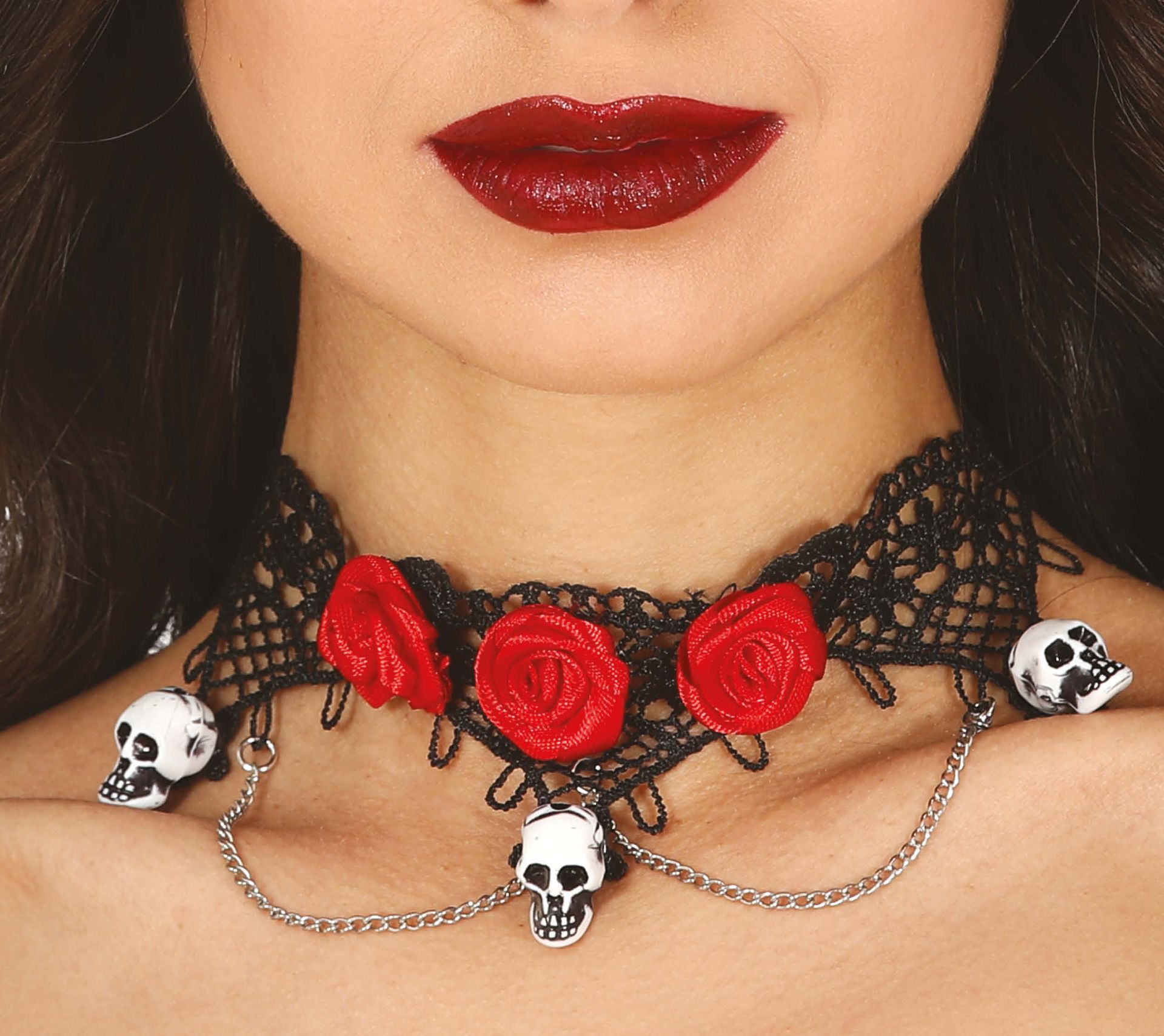 Skulls halloween choker met rozen