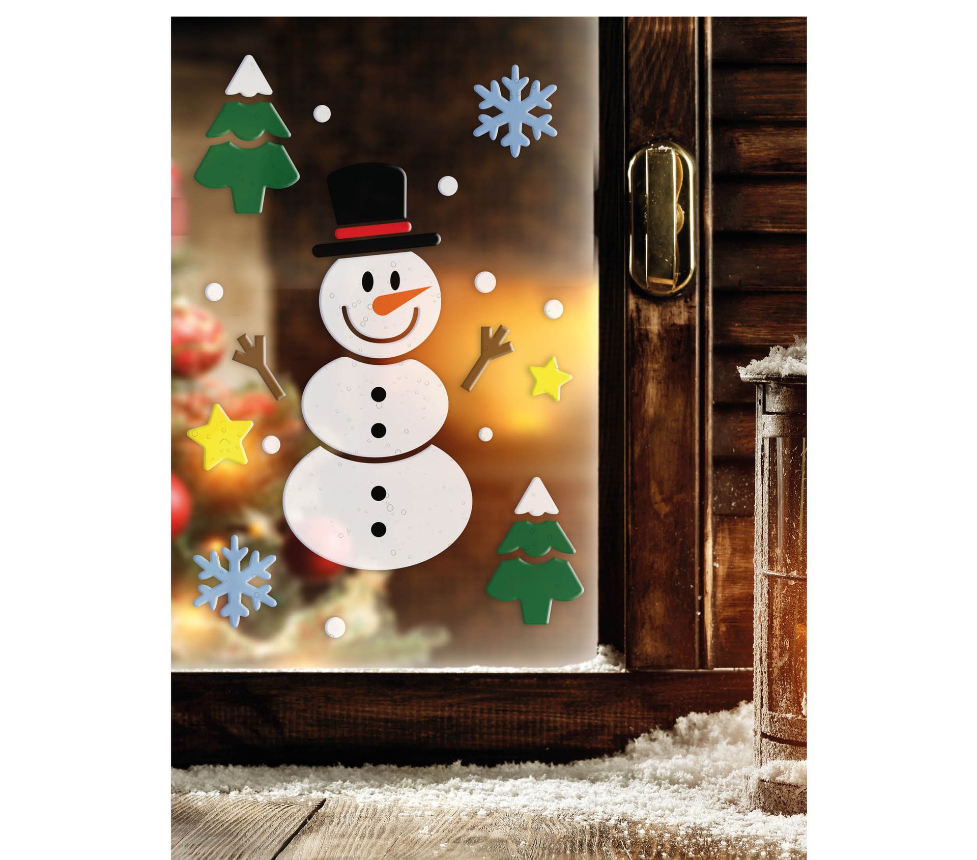 Sneeuwpop gel raamstickers kerst