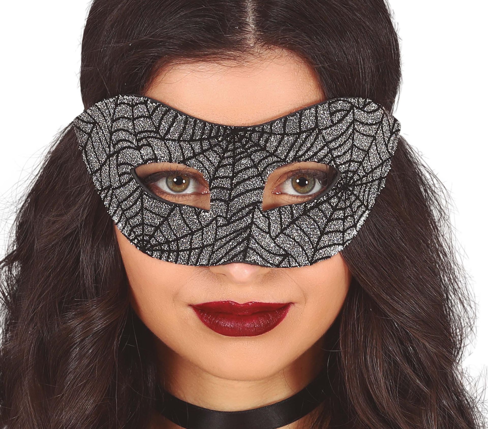 Spinnenweb oogmasker met glitters