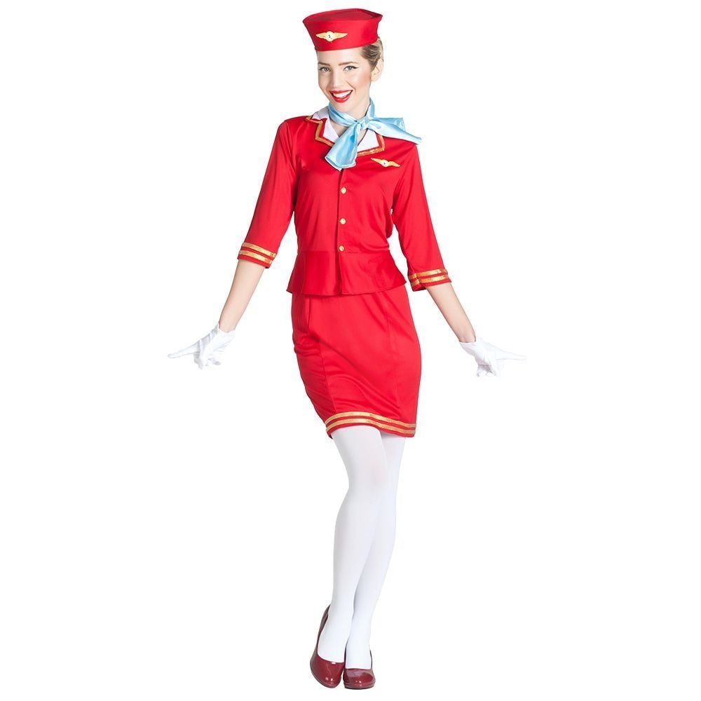 Stewardess Kostuum Dames Rood