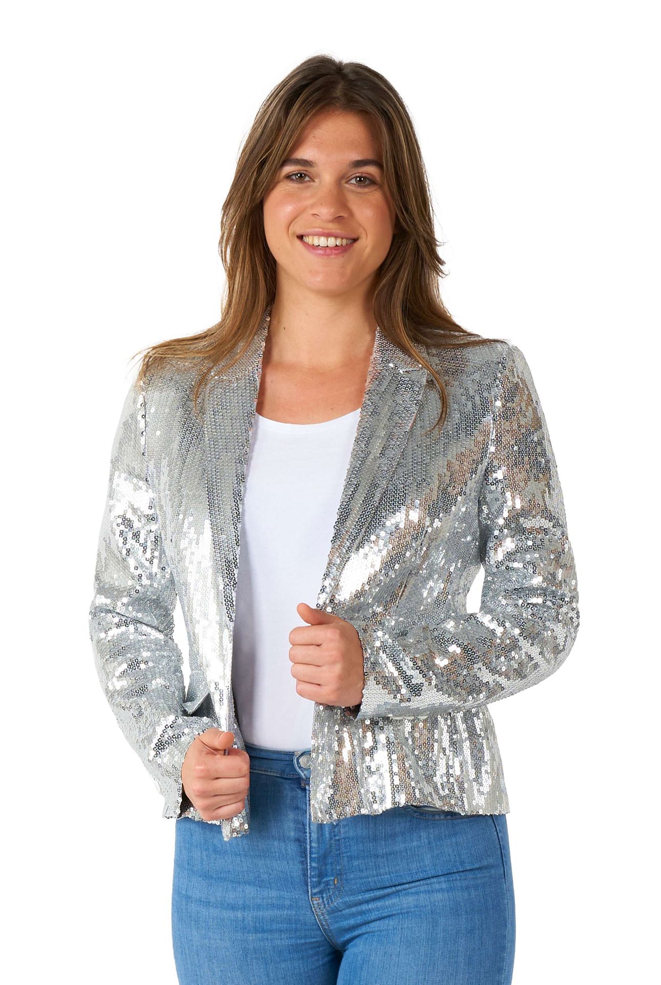 Suitmeister Dames Blazer Pailetten Zilver