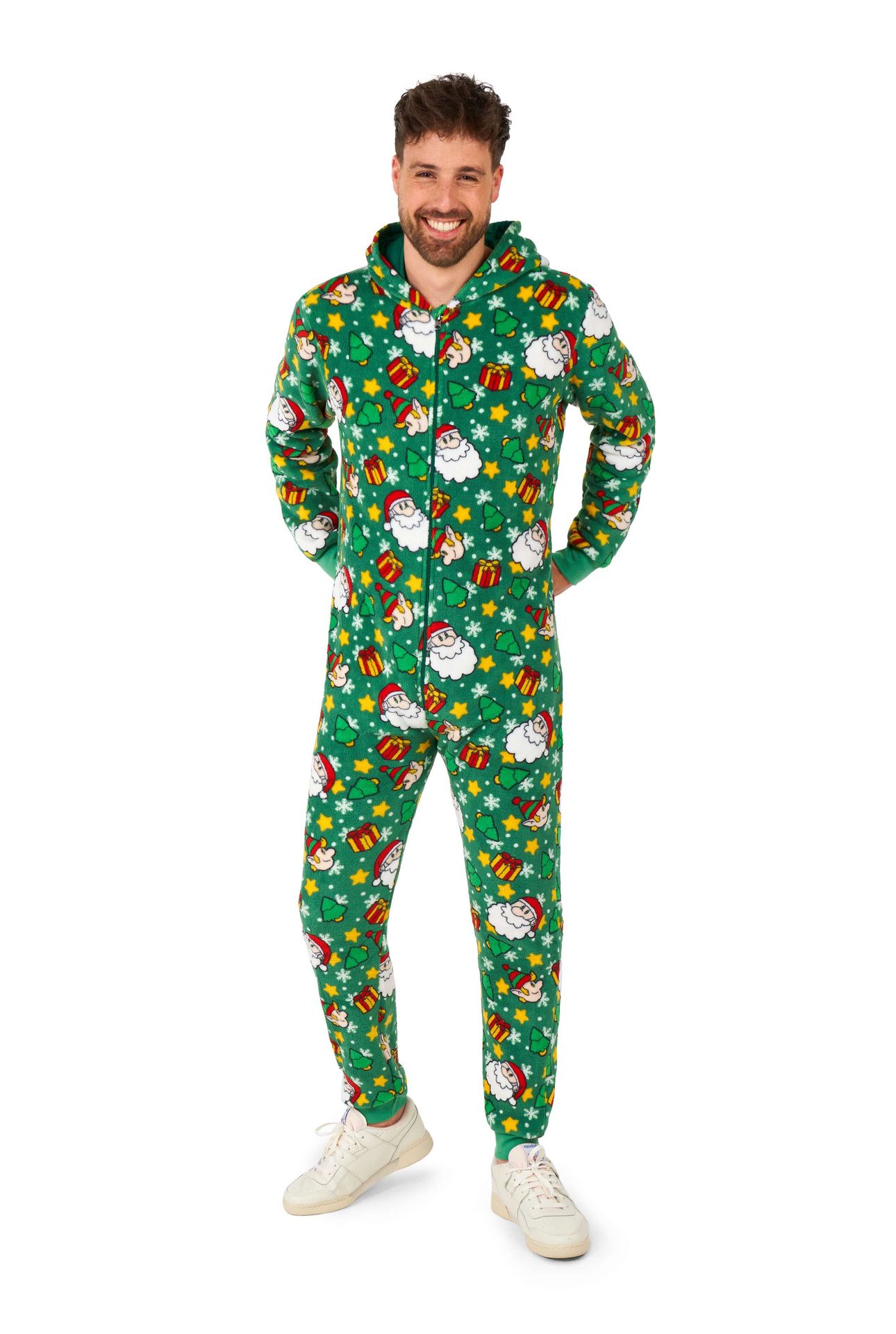 Suitmeister Heren Onesie Kerstman & Elfen Groen