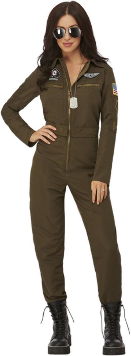 Top Gun Maverick Dames Aviator Kostuum Groen