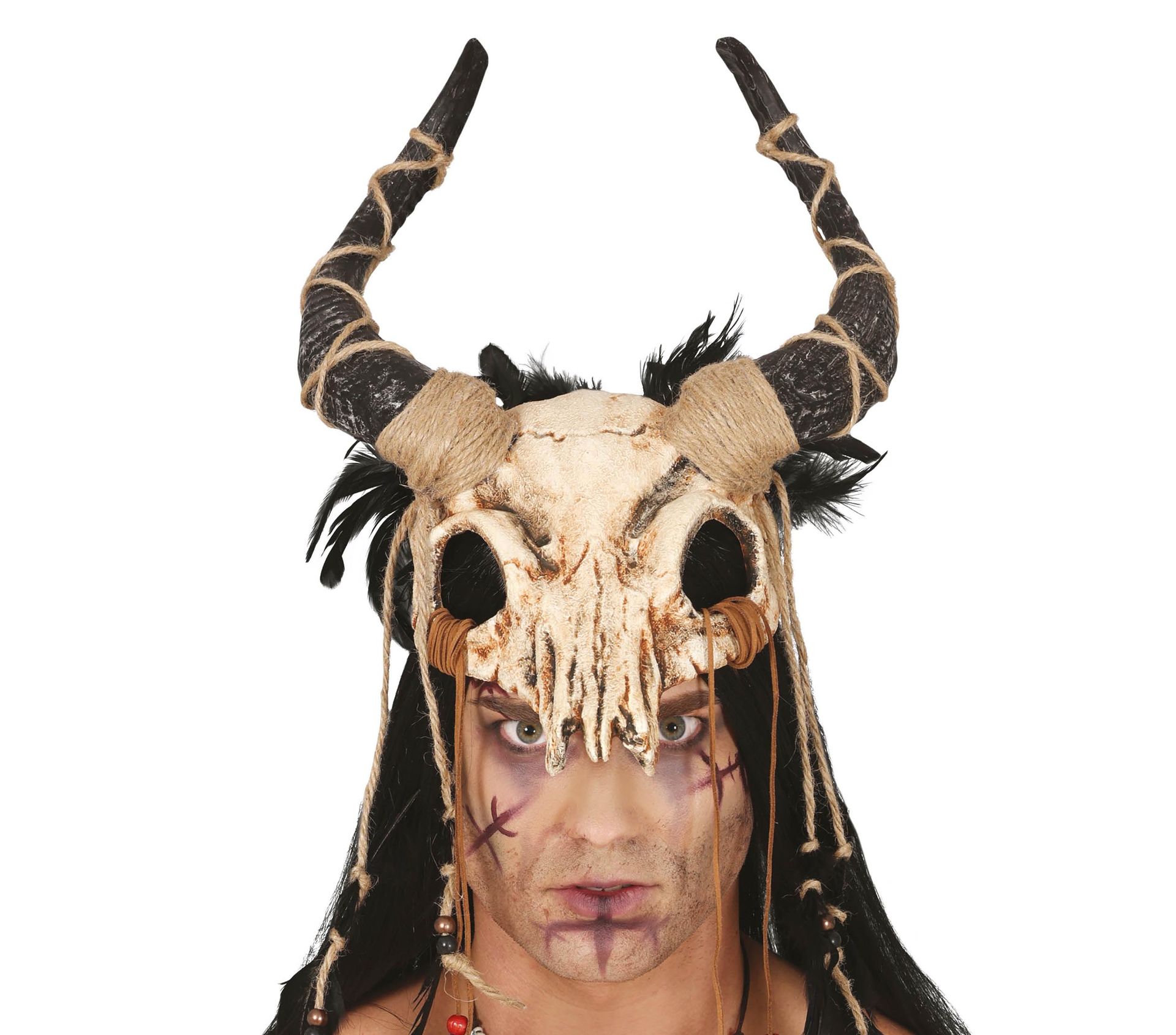 Tribal rammasker met horens