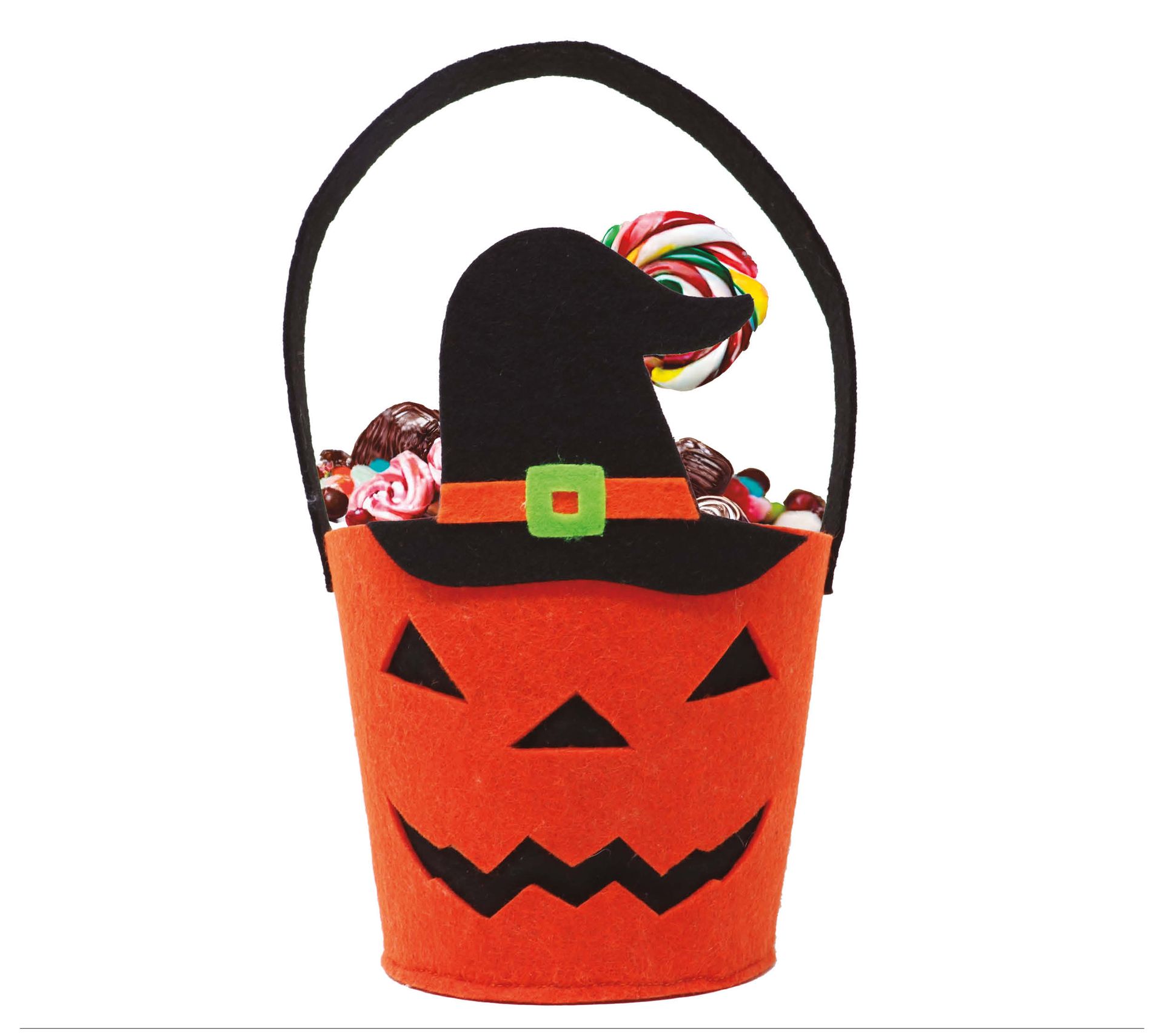 Trick or treat pompoen heks mandje halloween