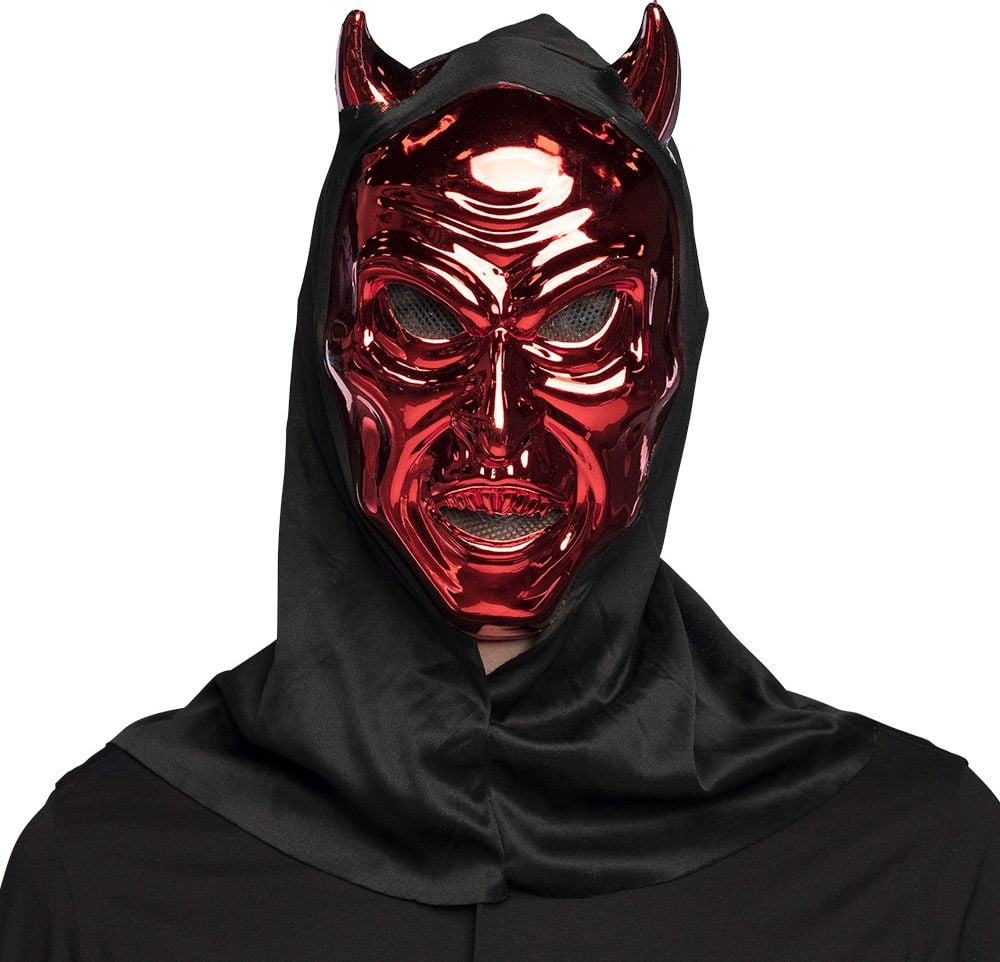 Verblindende Duivel Gezichtsmasker met Kap Rood