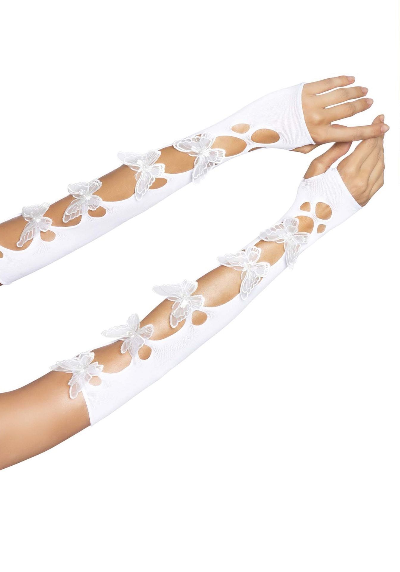 Witte Armwarmers met Vlinderapplicatie