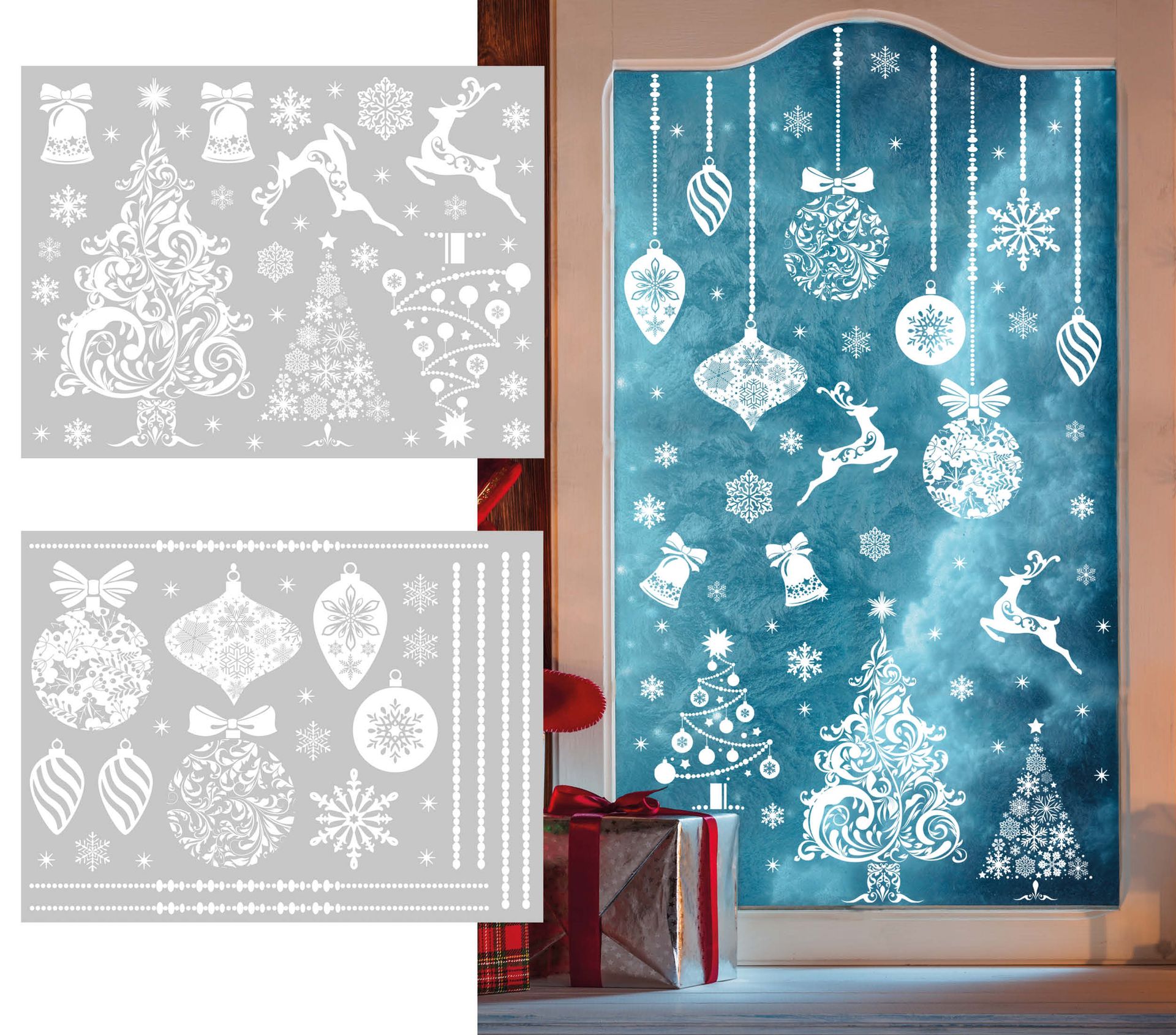 Witte kerst statische raamstickers