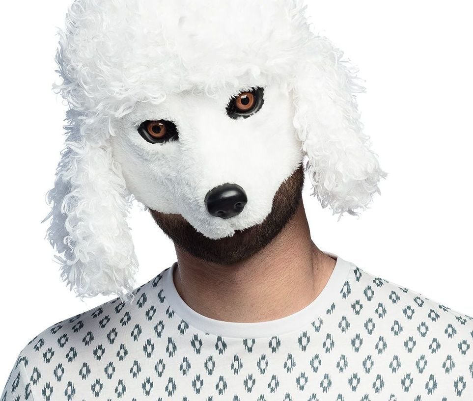 Witte Poedel Hond Masker