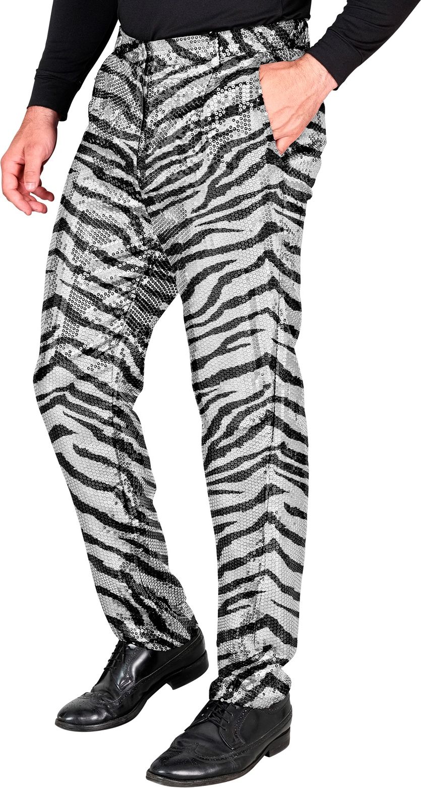 Zebra pailletten broek