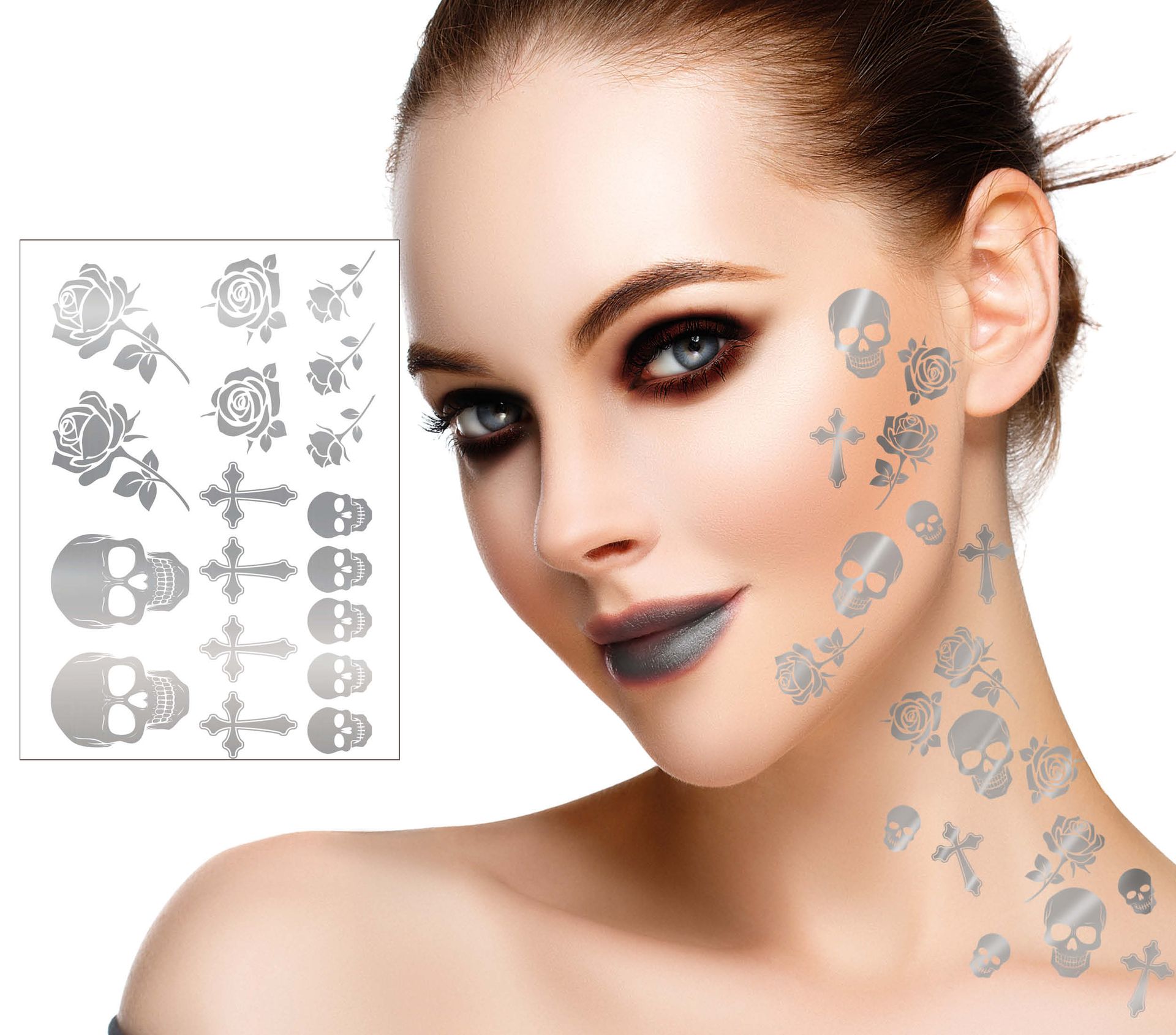 Zilver tattoo stickervel gothic