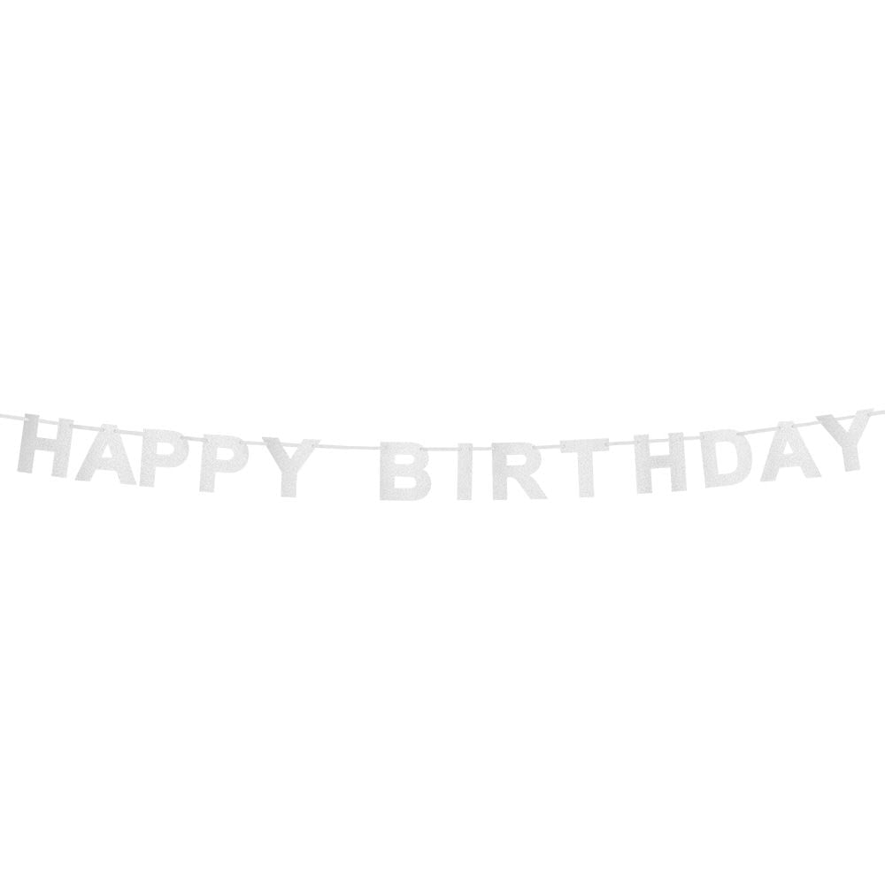 Zilveren 'Happy Birthday' Letterslinger 225cm