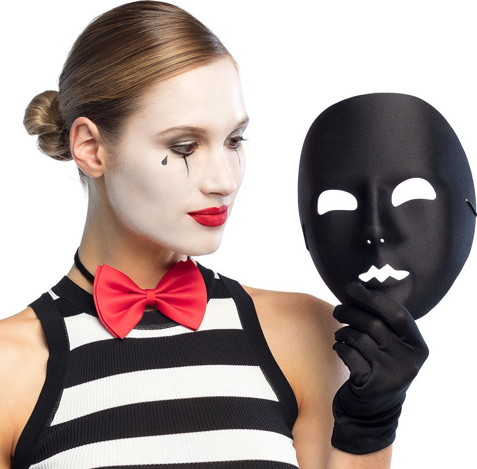 Zwart Mime Gezichtsmasker