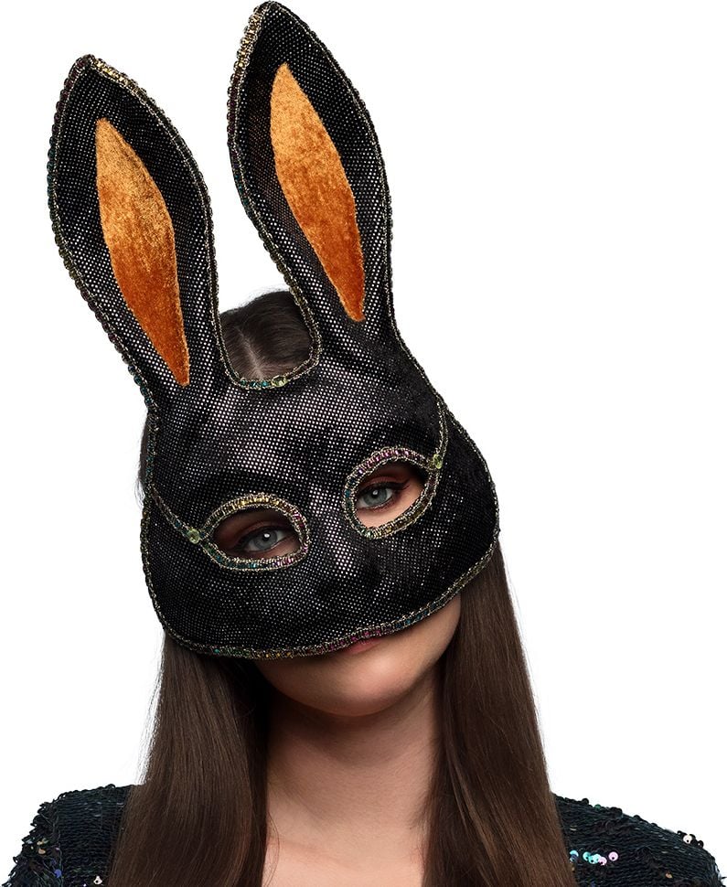 Zwart Mystery Bunny Halfmasker