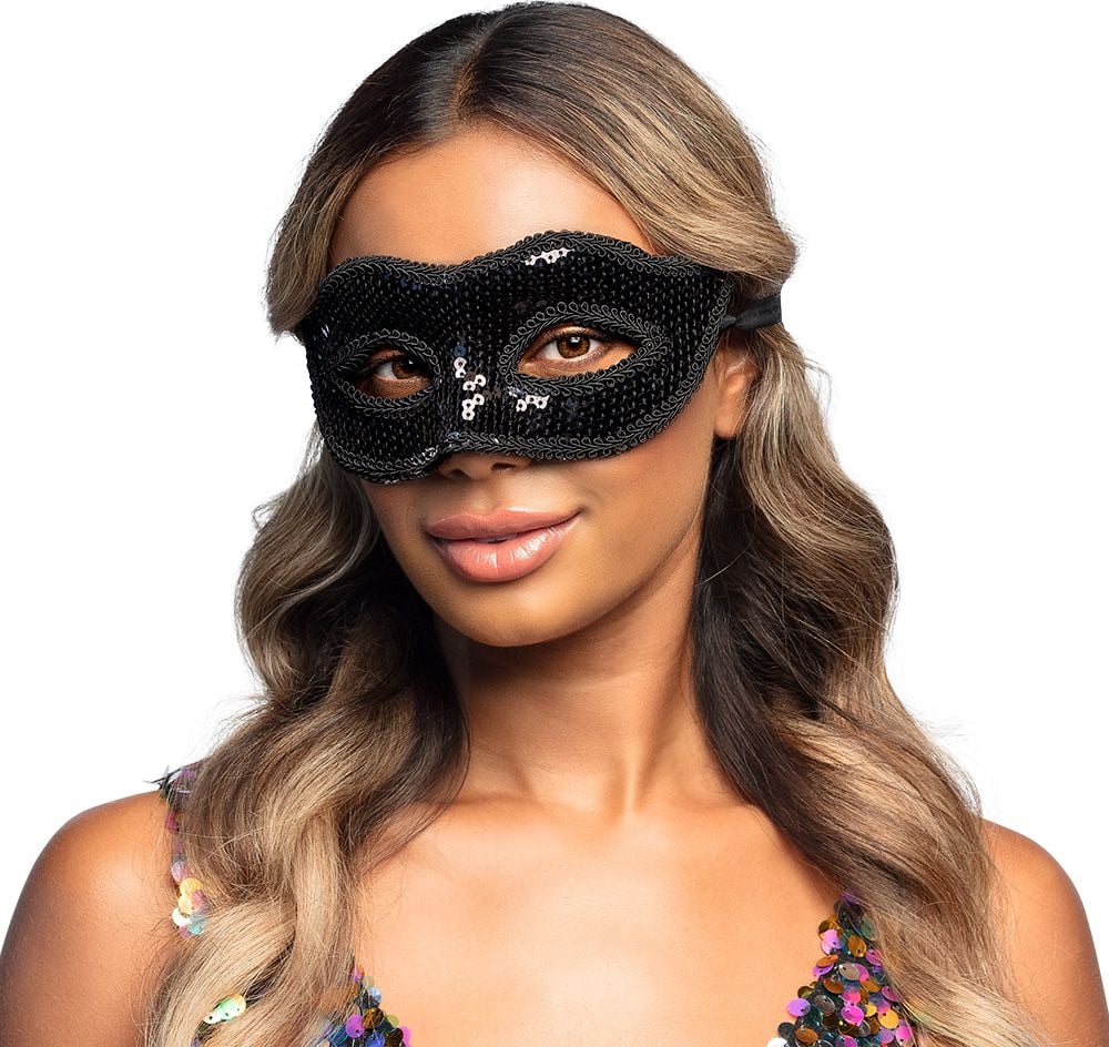 Zwart Oogmasker met Glimmende Pailetten