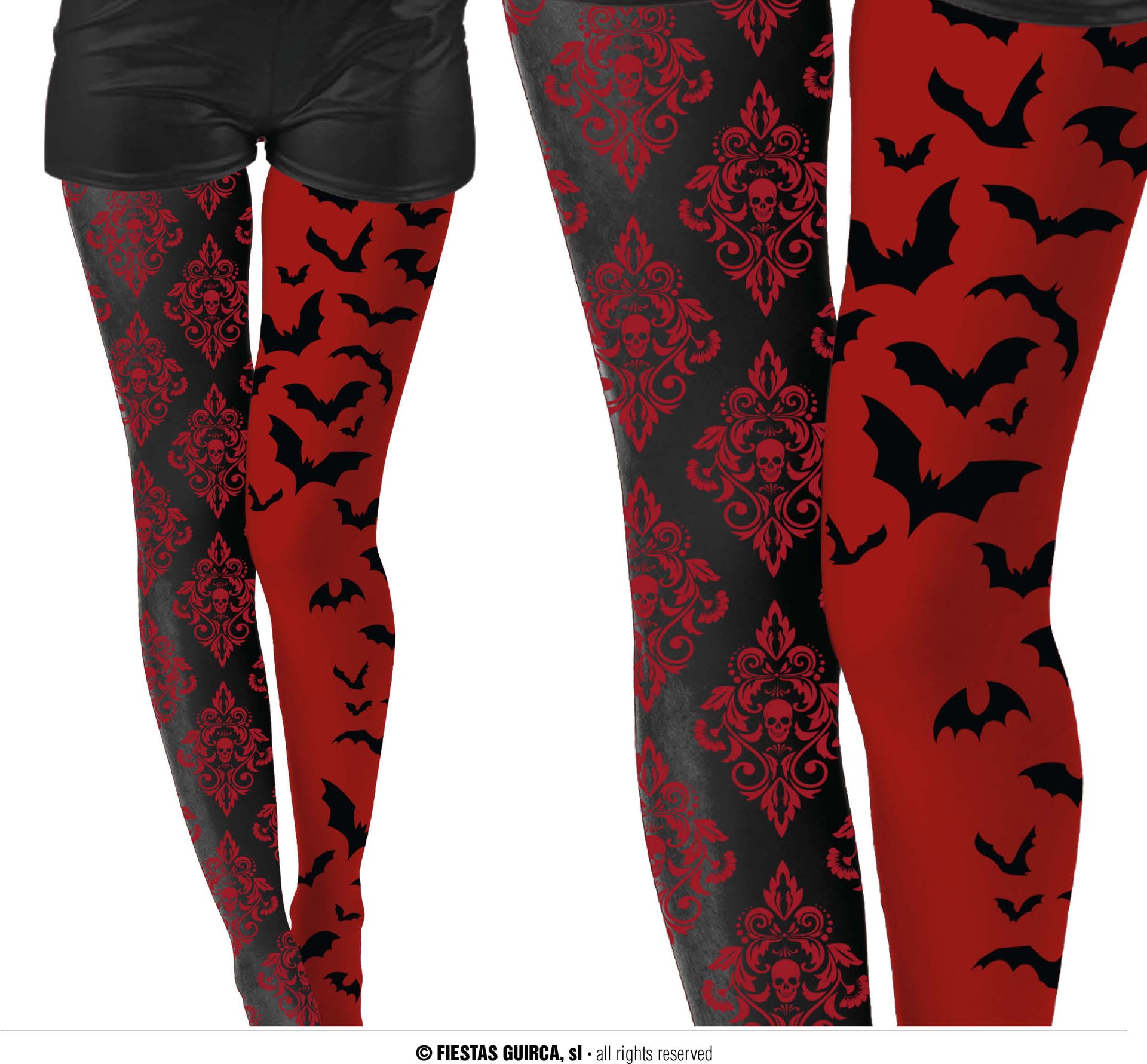 Zwart rode legging gothic