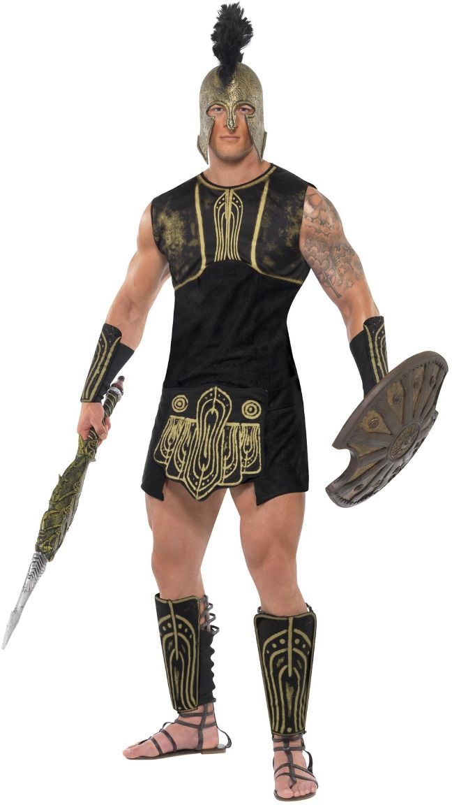 Zwarte Achilles strijder outfit