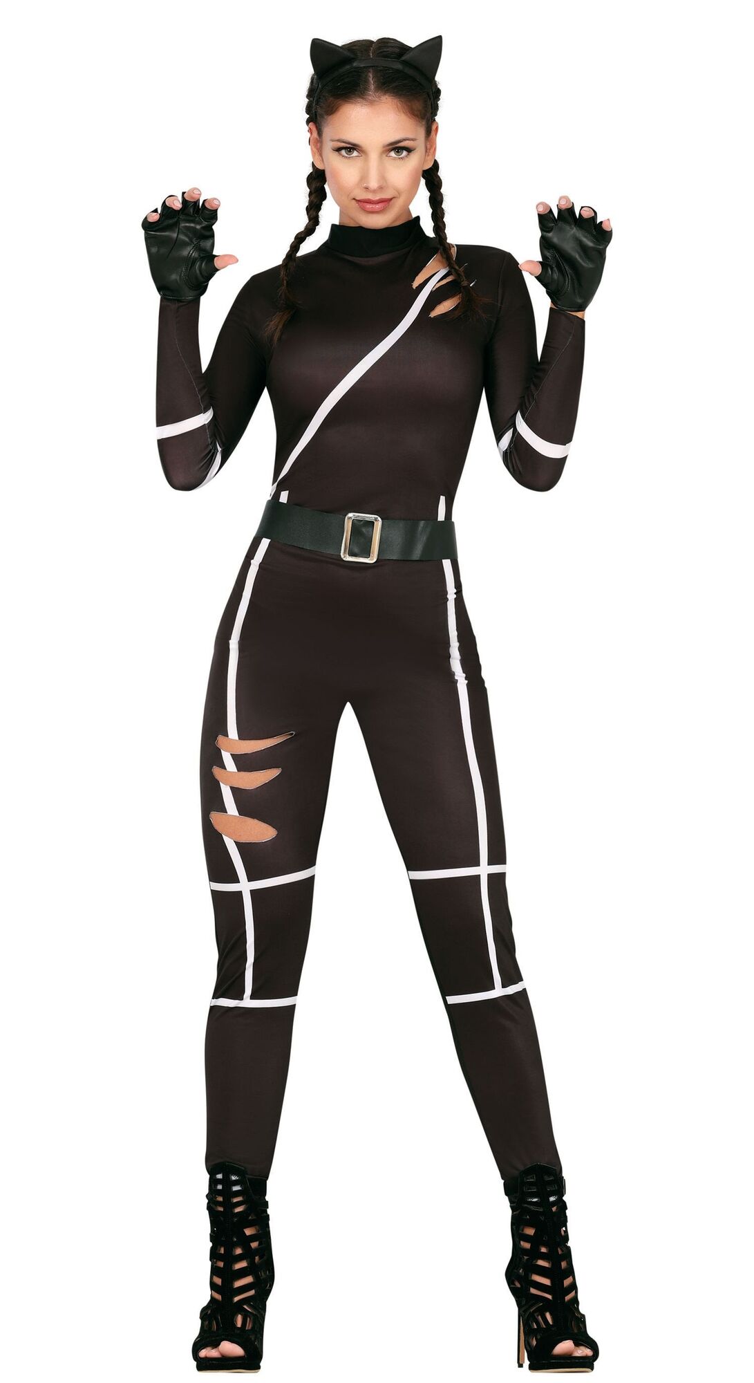 Zwarte catwoman jumpsuit dames