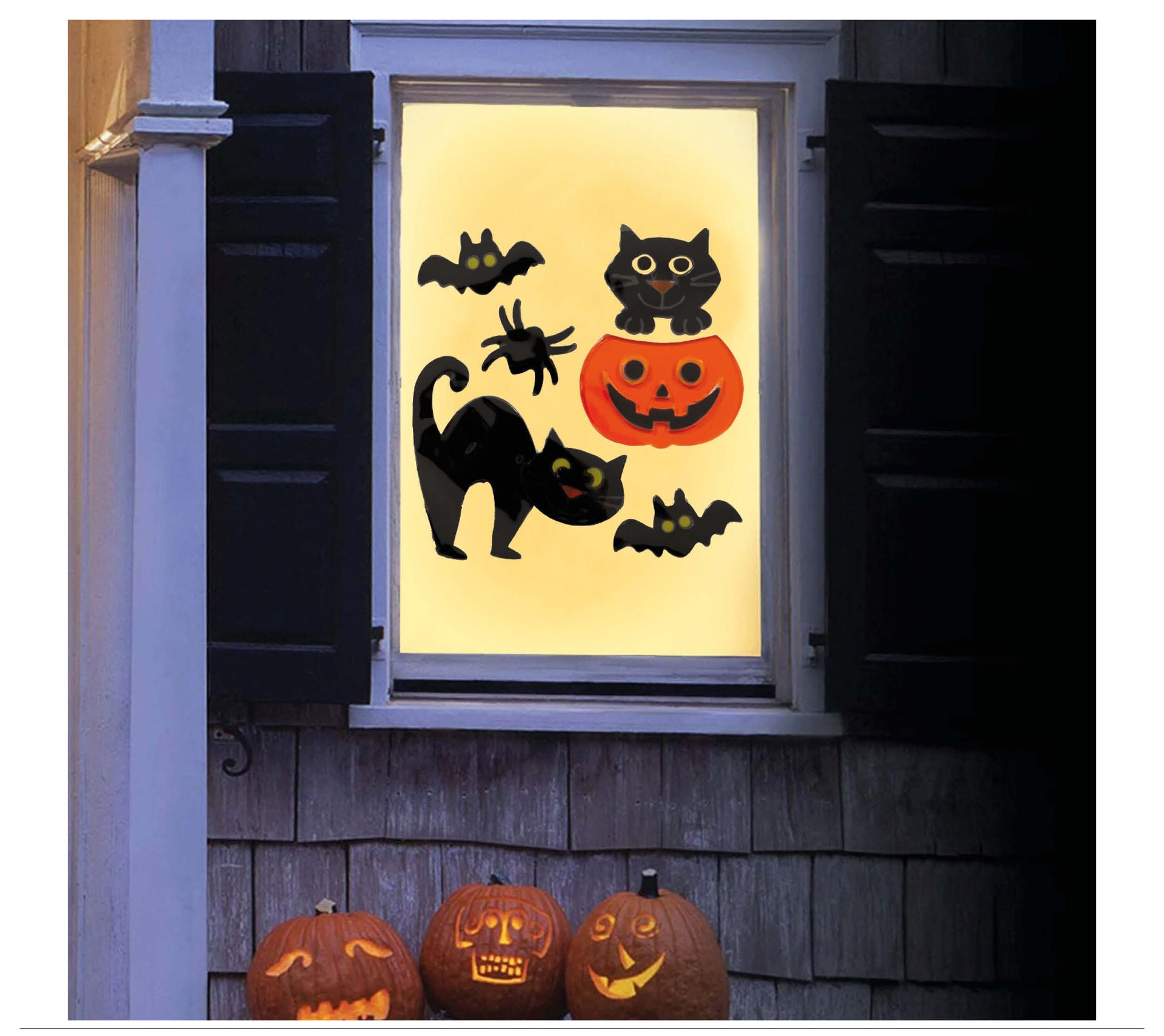 Zwarte kat halloween gel raamstickers