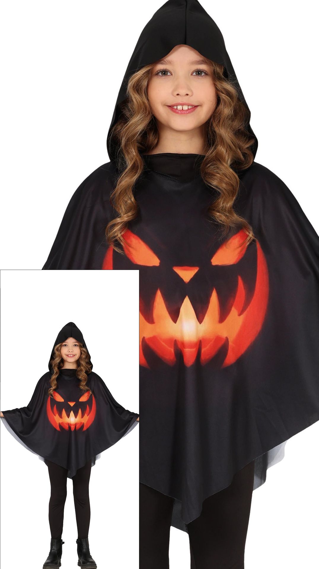 Zwarte Pompoen poncho kinderen