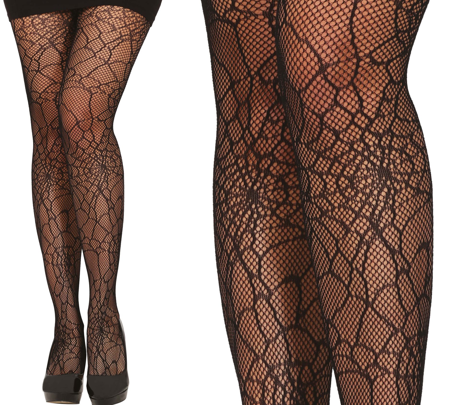 Zwarte spinnenweb panty Halloween dames